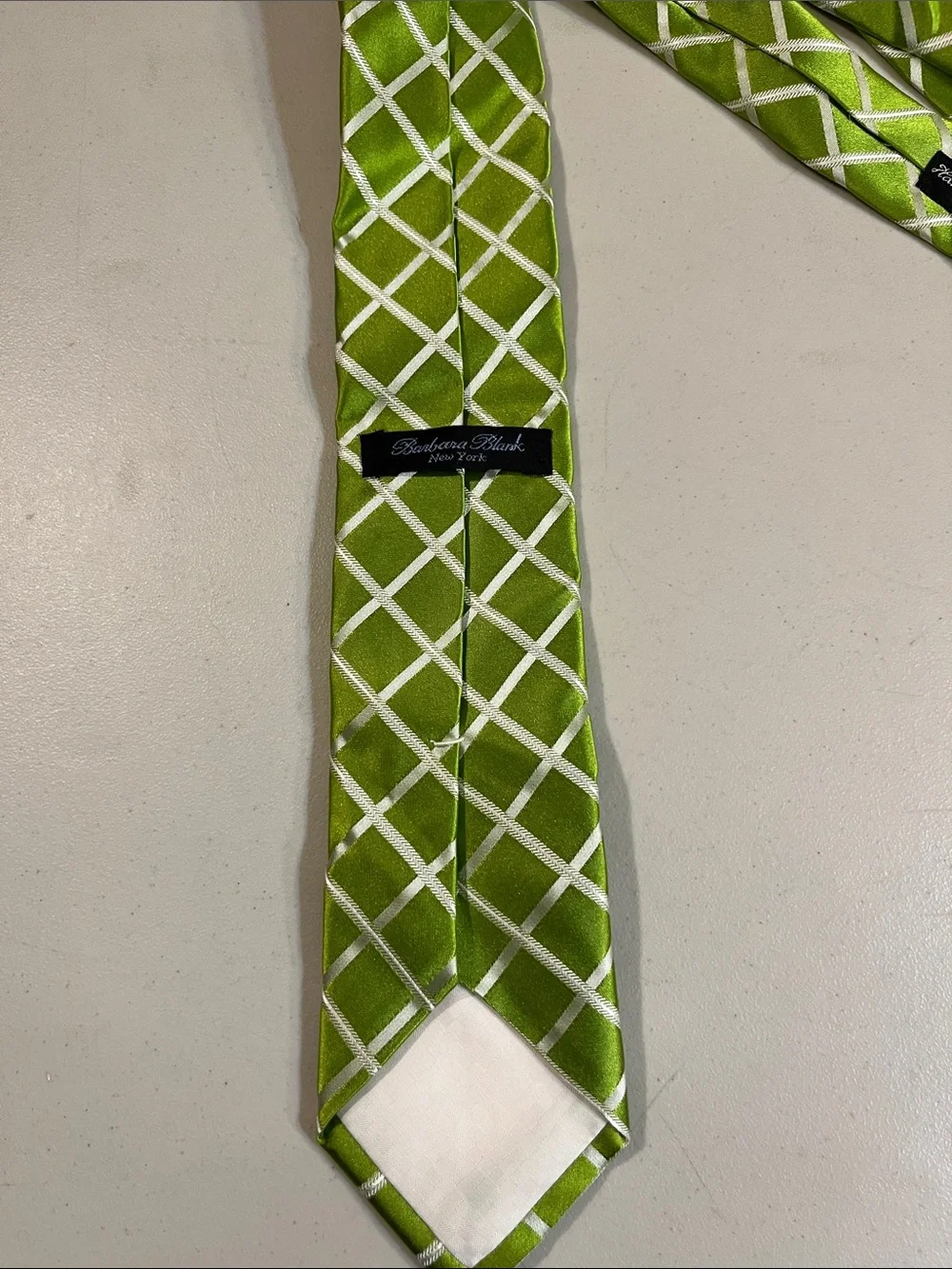 Men's Lime Green Windowpane Tie with White Grid